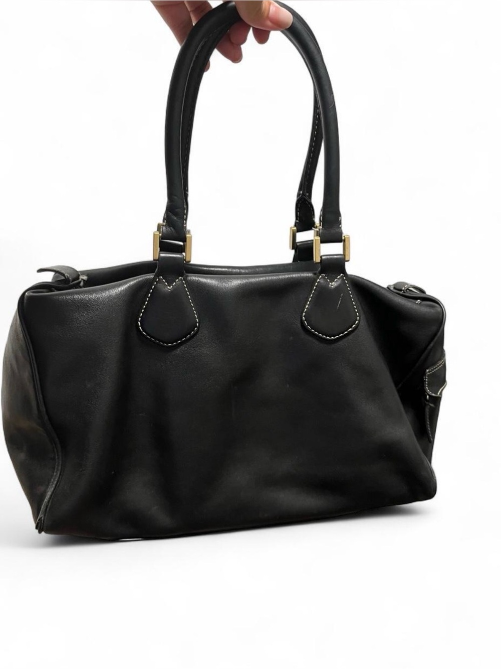 J.Crew Vintage Classic Black 100% Leather Handbag